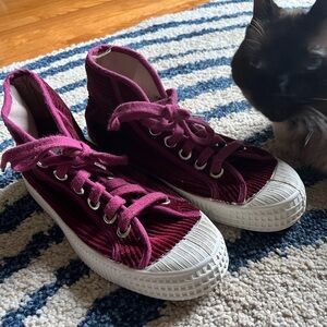 Novesta corduroy high top sneakers burgundy maroon GUC so cute size 6 EU 36